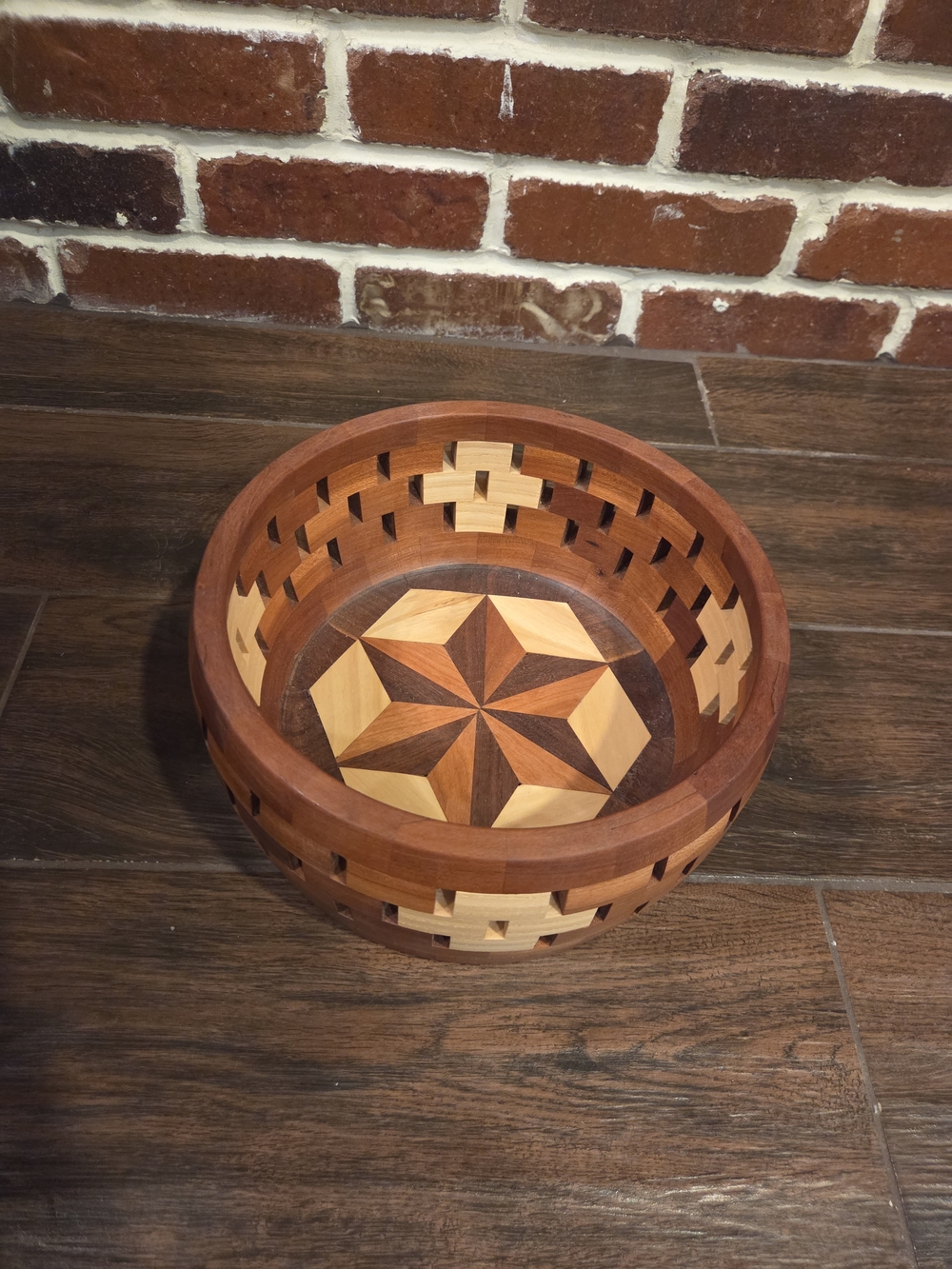 Handcrafted Two-Tone Segmented Wood Decorative Bowl